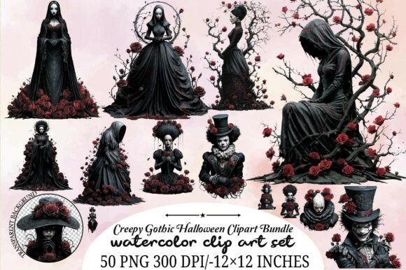 Download Creepy Gothic Halloween Clipart Bundle - Clipart bundle Collection