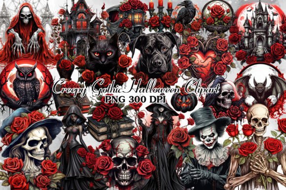 Download Creepy Gothic Halloween Clipart Bundle - Clipart bundle Collection