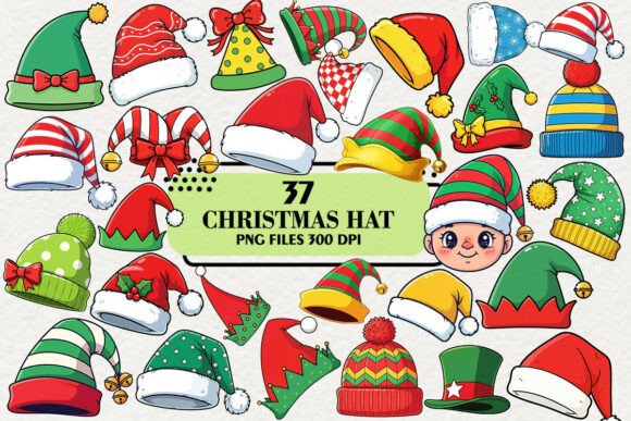 Download Kawaii Christmas Hat Clipart Bundle - Christmas hat Collection