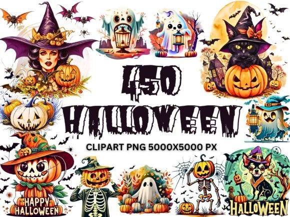 Download 450 Halloween Clipart Bundle PNG SVG - Clipart bundle Collection