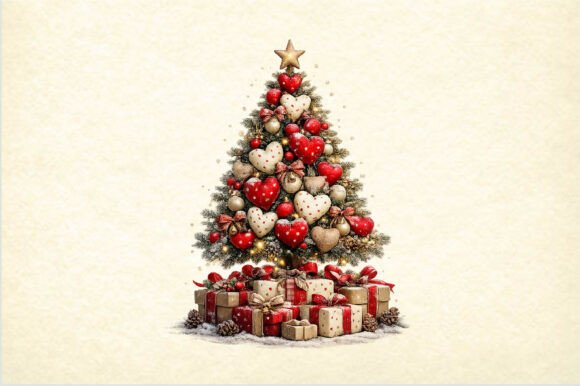 Download Heart Christmas Tree Watercolor Clipart - Heart christmas Collection