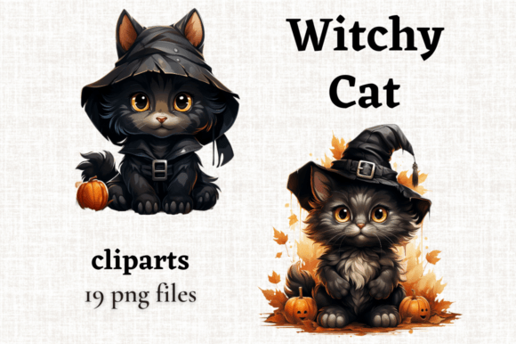 Download Cute Halloween Witchy Cat Clipart Bundle - Clipart bundle Collection