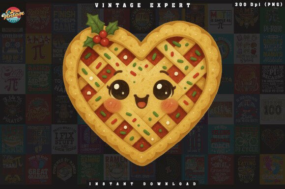 Download Cute Kawaii Heart Christmas Pie Clipart - Heart christmas Collection