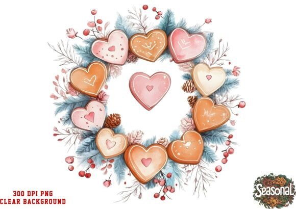 Download Caramel Heart Christmas Wreath Clipart - Heart christmas Collection