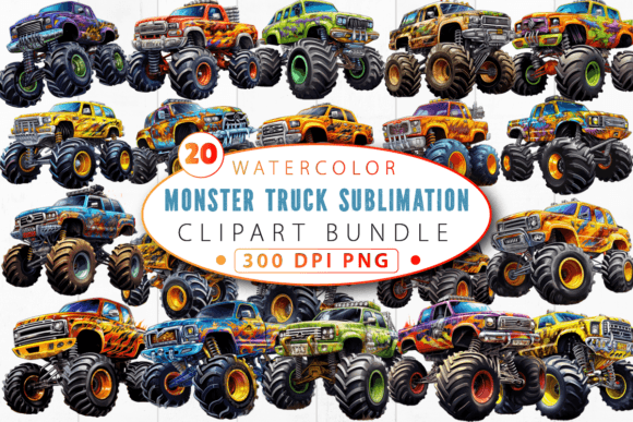Download Monster Truck Sublimation Clipart Bundle - Clipart bundle Collection