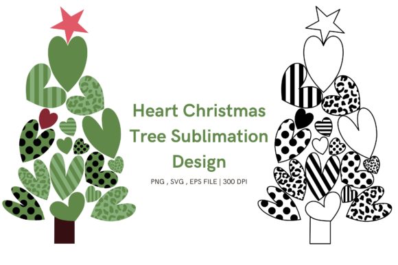 Download Heart Christmas Tree Sublimation Design - Heart christmas Collection