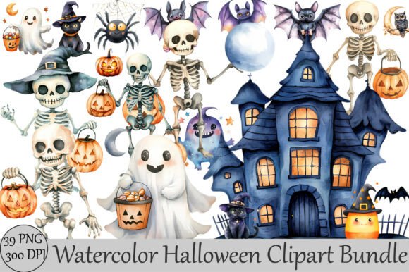 Download Watercolor Halloween Clipart Bundle - Clipart bundle Collection
